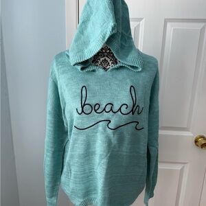 Light Teal 'Beach' Hoodie Sweater